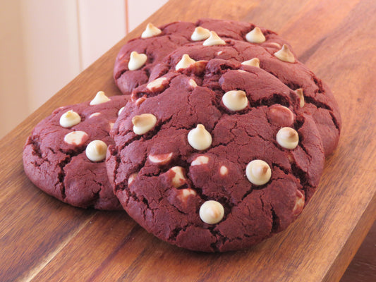 Red Velvet White Chocolate Chip Cookies