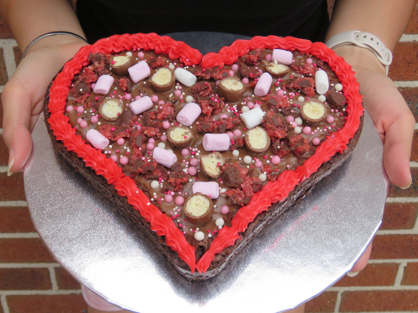 Valentine's Day Brownie and Blondie Heart Cake