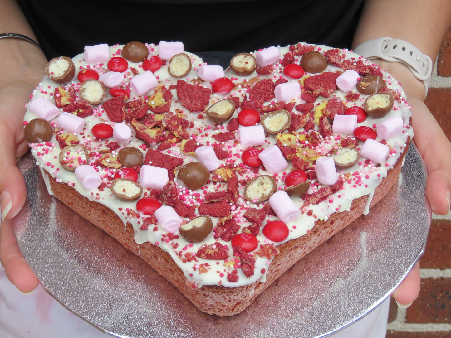 Valentine's Day Brownie and Blondie Heart Cake